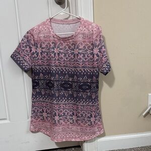 Elegant Pink and Purple Women's Short Sleeve Top